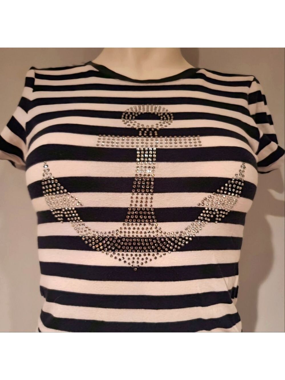 Zara Collection Nautical Anchor Embellished T-Shirt Size S